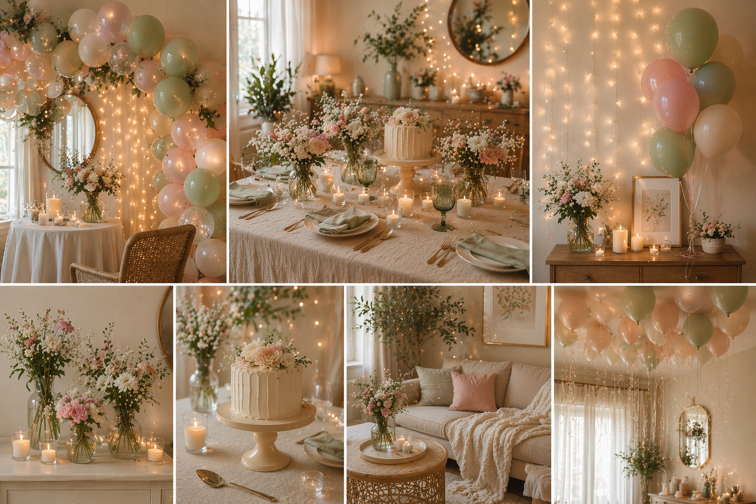 Aesthetic birthday party setup at home