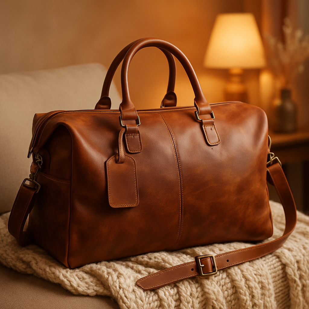 Leather Weekender Duffel Bag