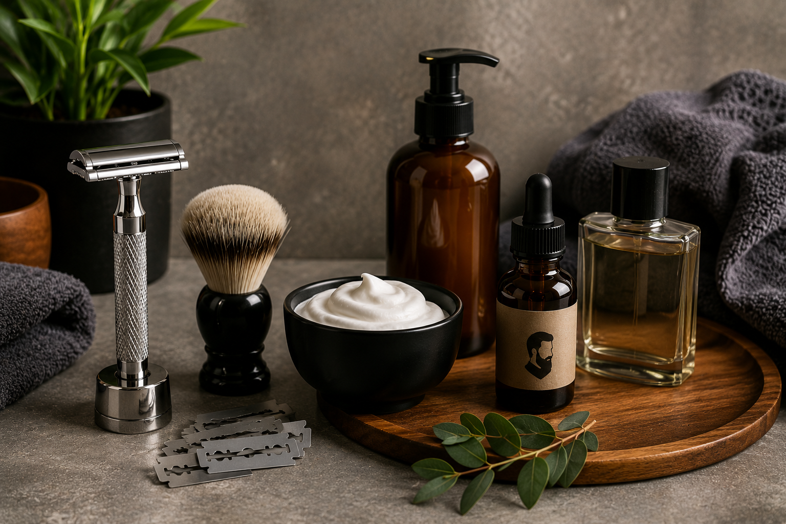 Men shaving and beard care grooming products