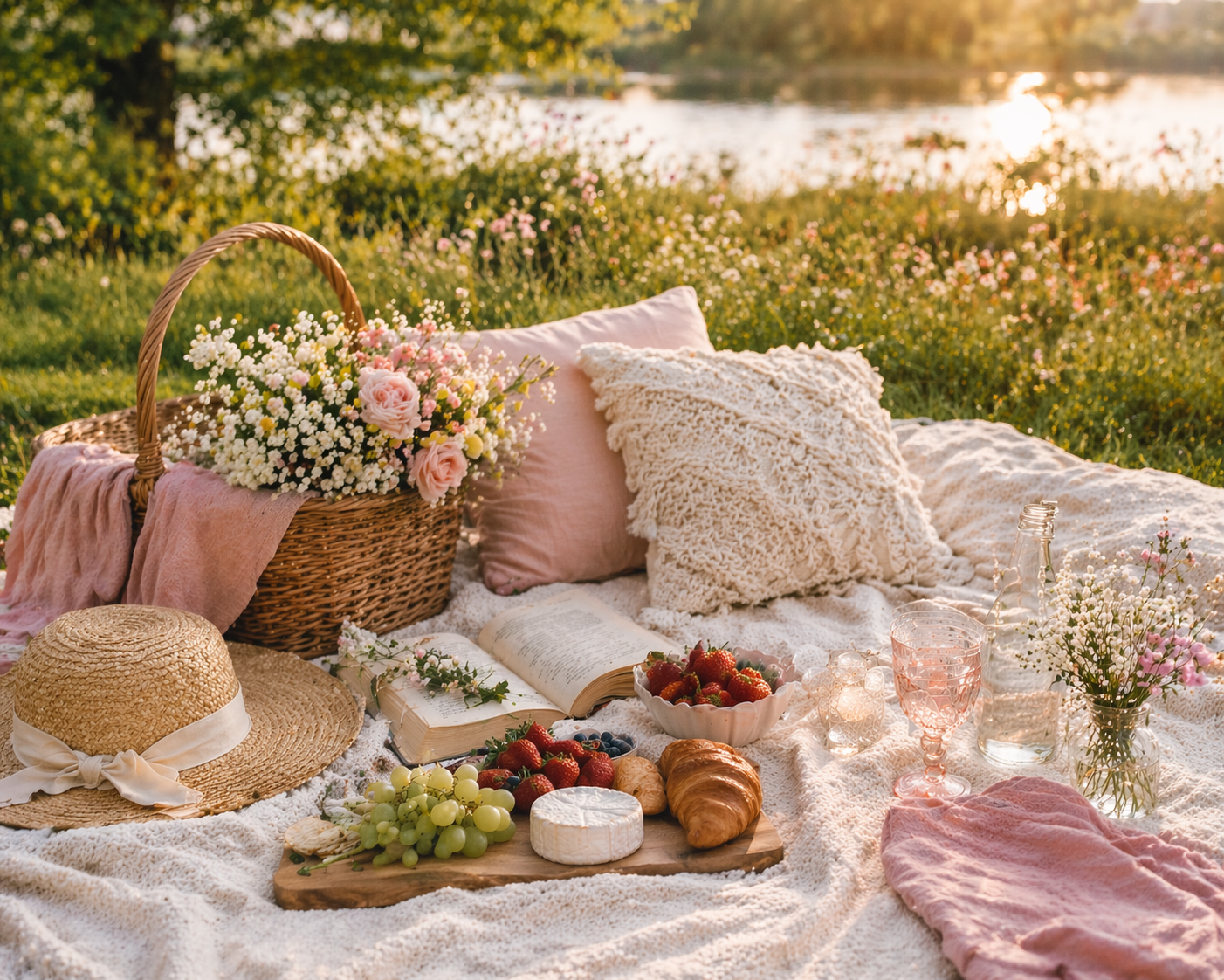 Aesthetic picnic setup