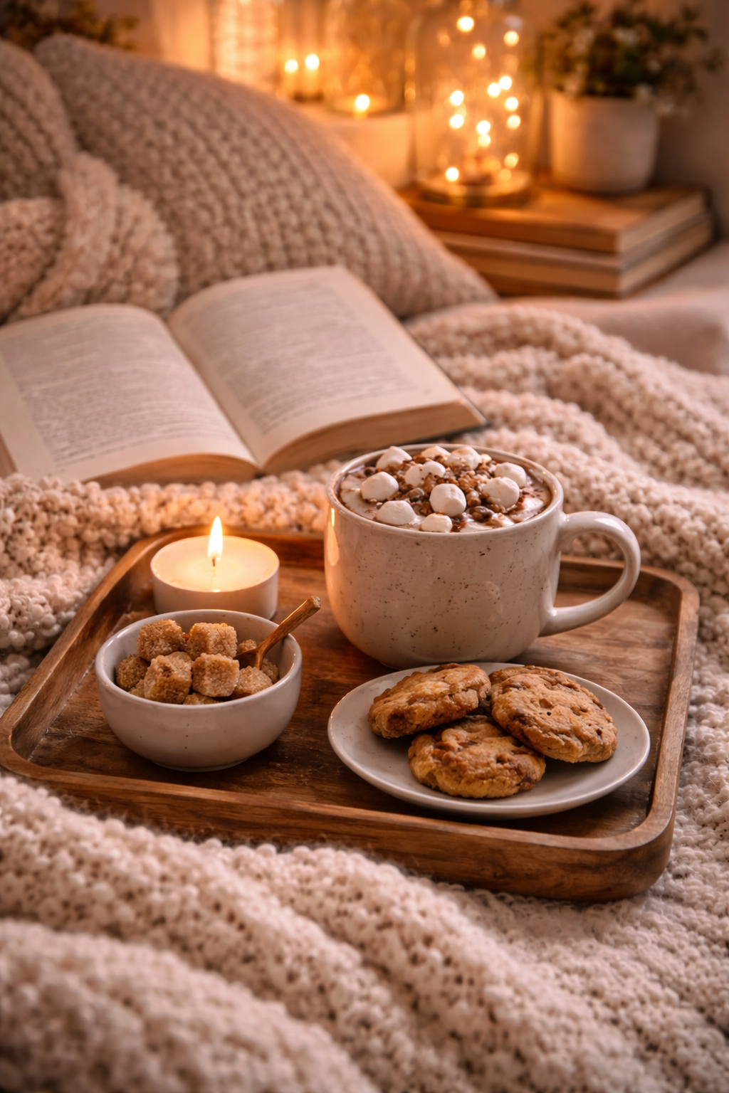 Cozy drinks reading