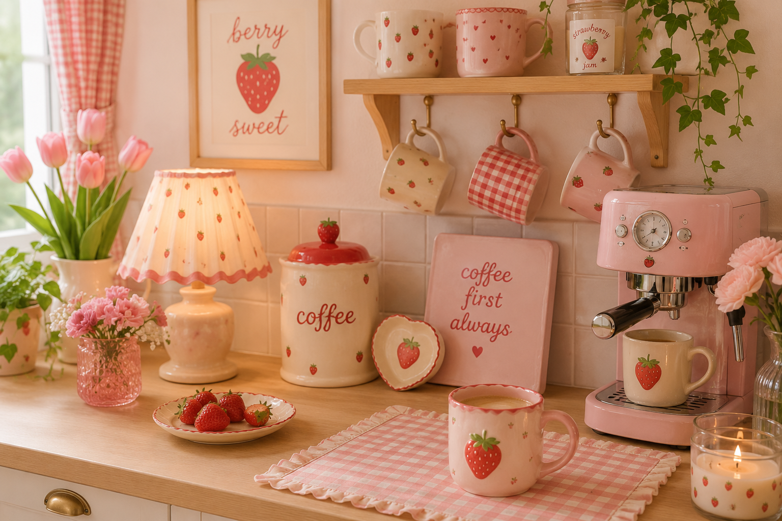 Cute strawberry kitchen and coffee gifts